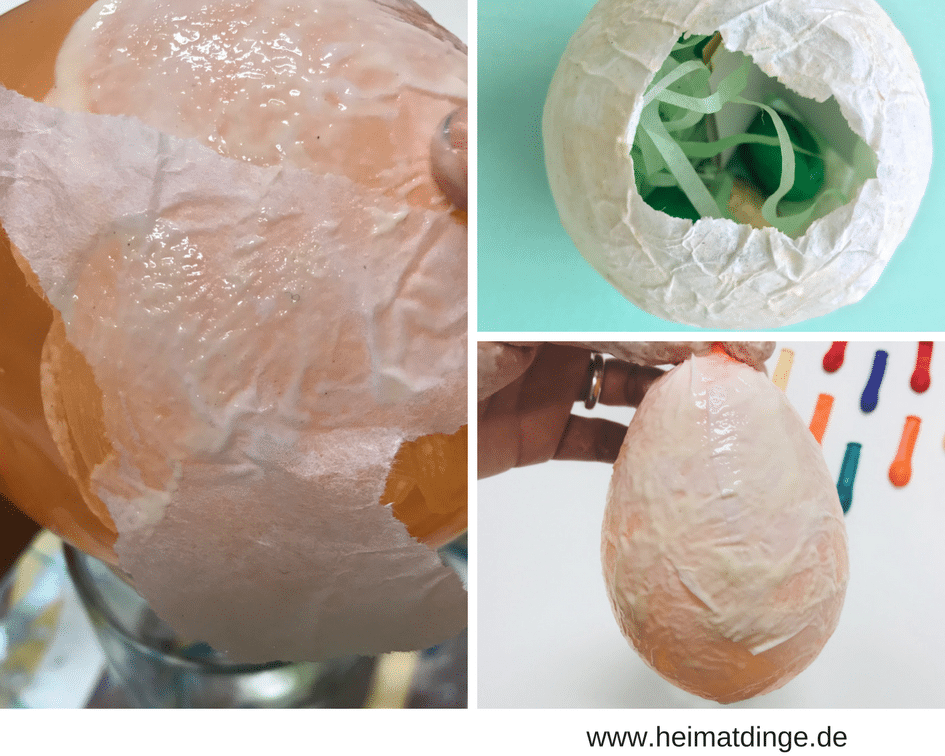 DIY Osterei als Überraschungsei selber machen, Kaschiertechnik