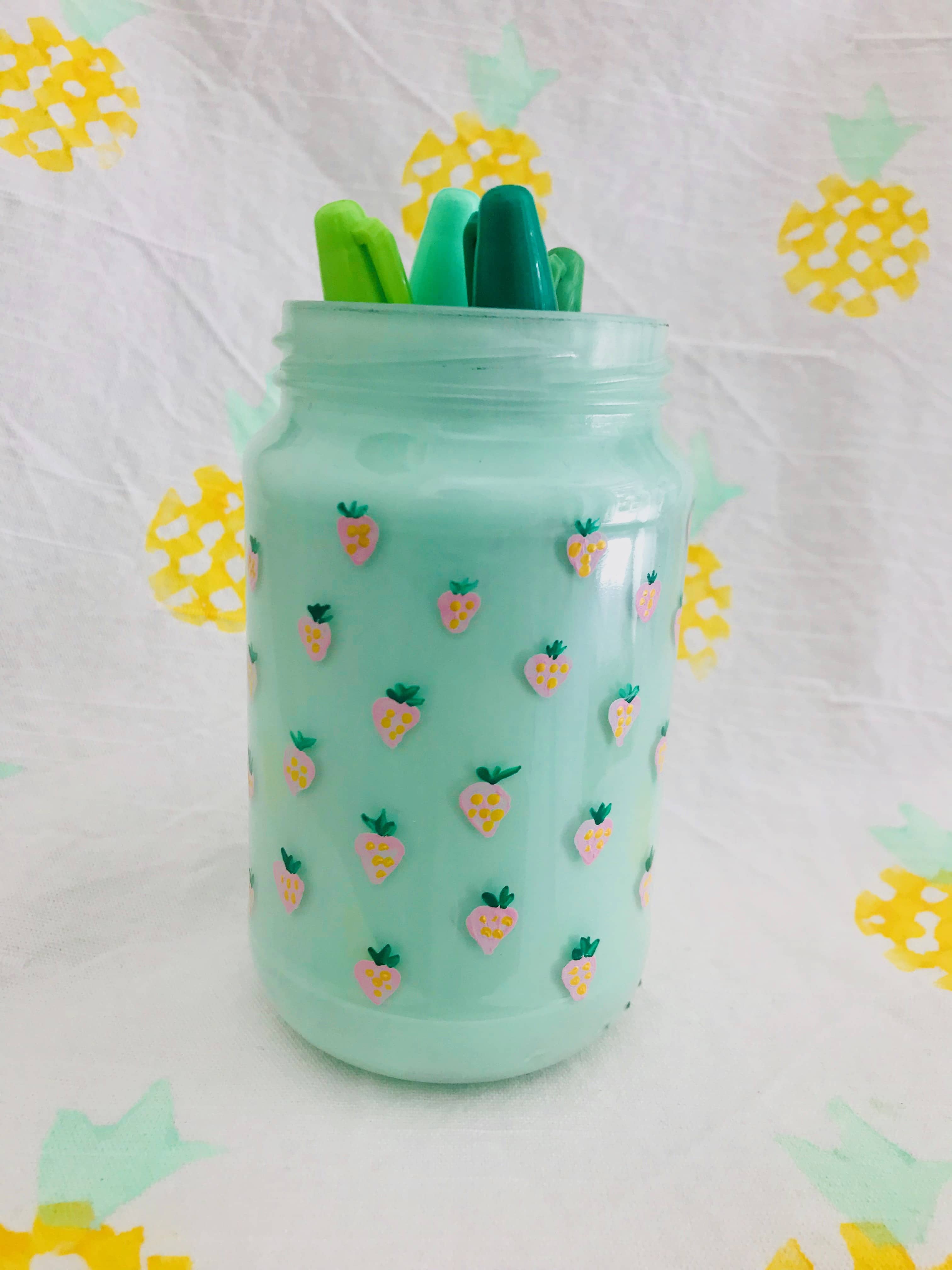 DIY Upcycling Stiftehalter basteln, Erdbeere, Sommer DIY