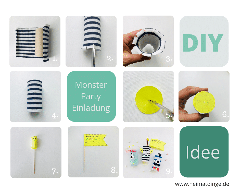 Monsterparty, Upcycling, Einladungskarte, Anleitung