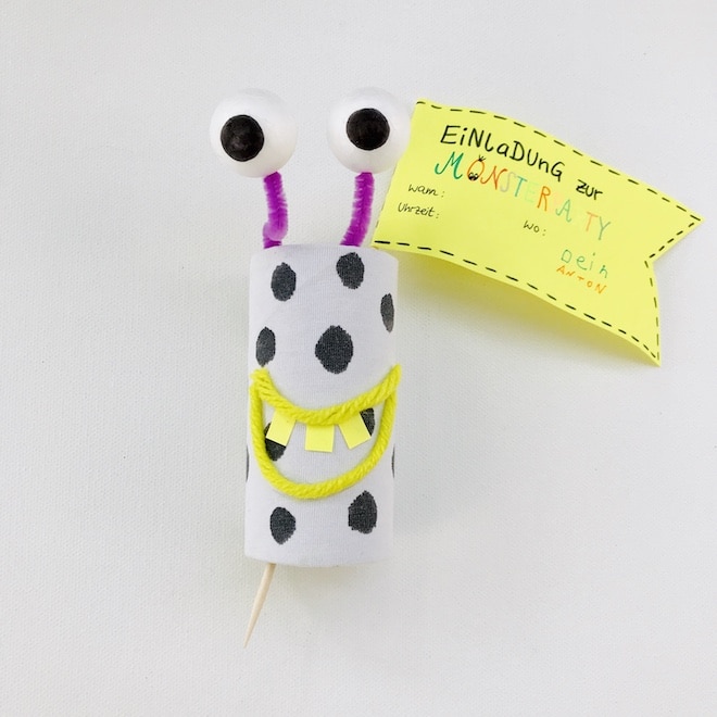 Monsterparty Einladung basteln, Upcycling für Kinder, Basteln mit Kindern